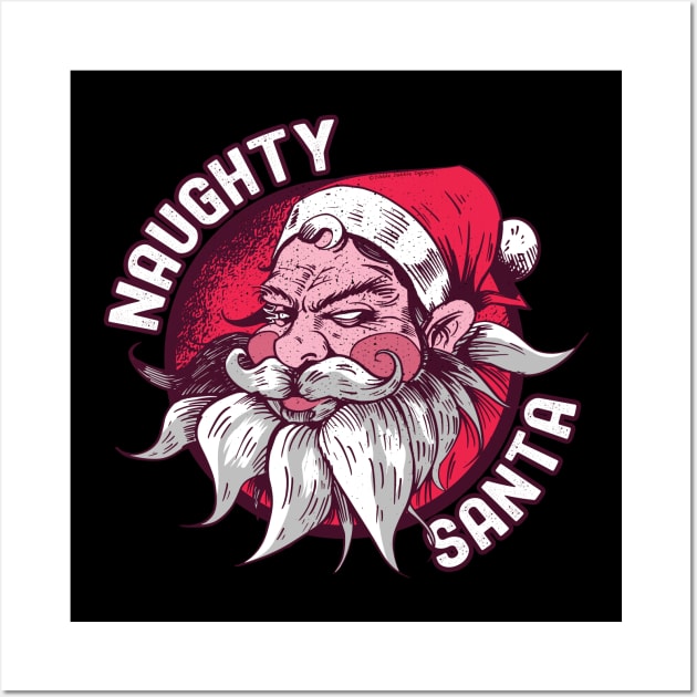 Funny NAUGHTY SANTA Adult Humor Design Wall Art by Dibble Dabble Designs